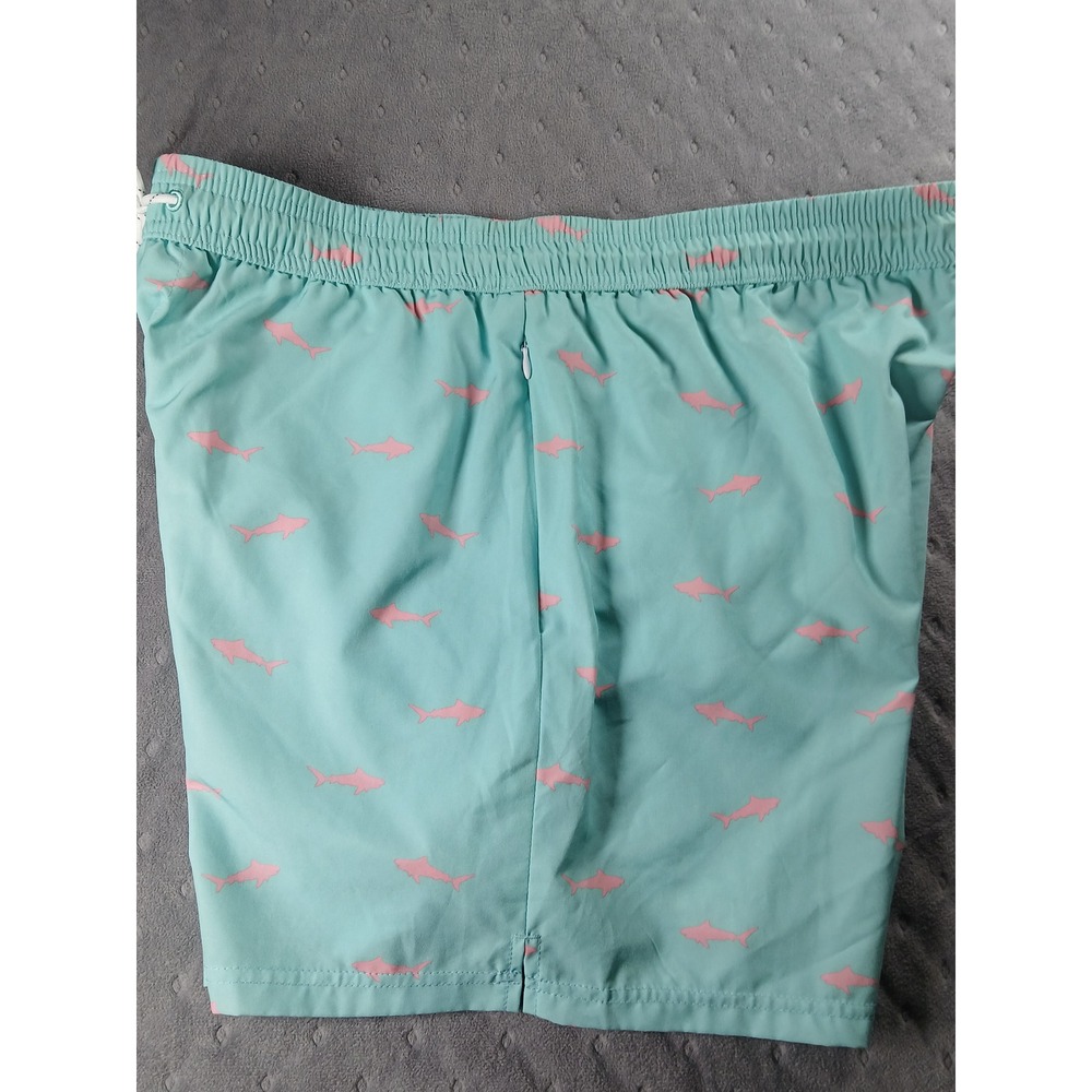 Brisira Mens Swim Trunks XL Light Blue Pink Shark Print Board Shorts Drawstring - Picture 8 of 12